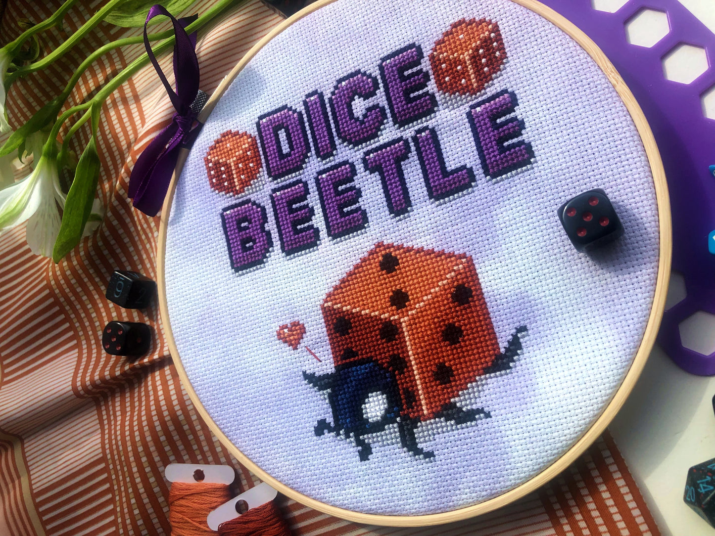 Dice Beetle Ladybug Cross Stitch Pattern