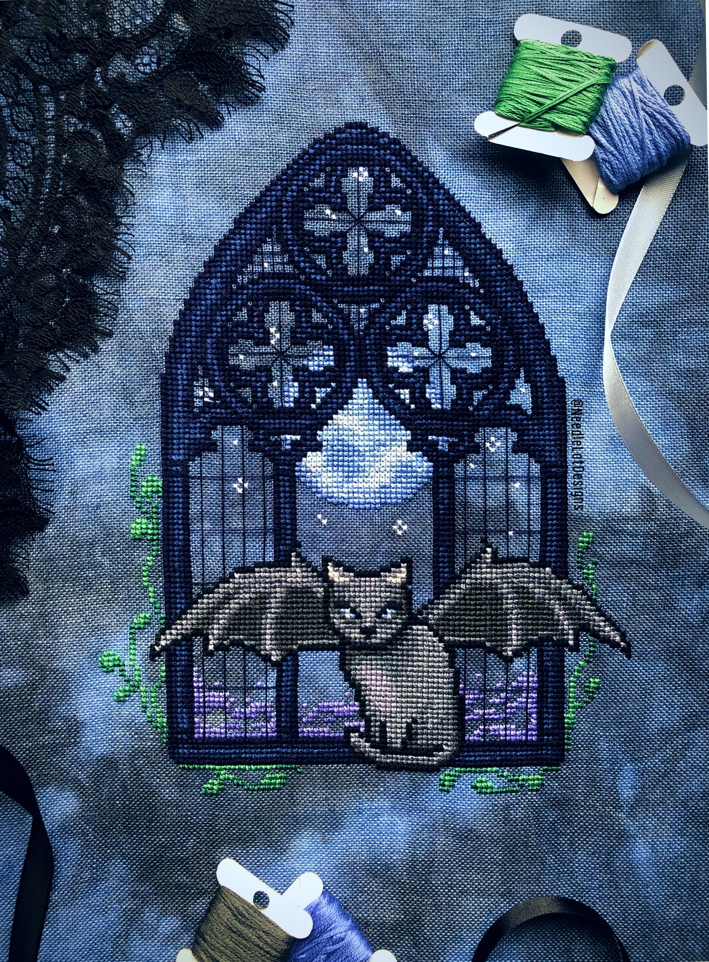 Gargoyle Cat Cross Stitch Pattern