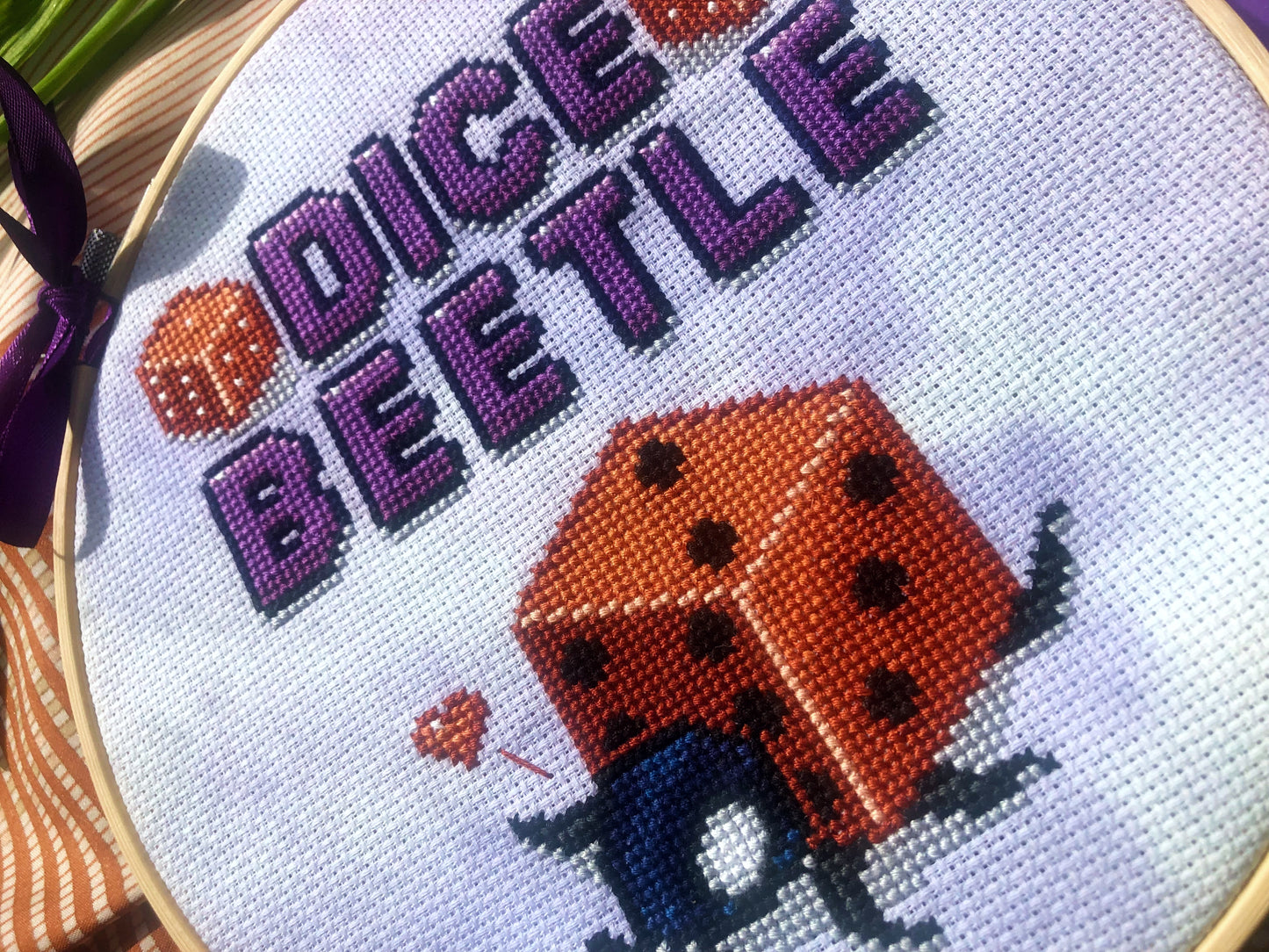 Dice Beetle Ladybug Cross Stitch Pattern