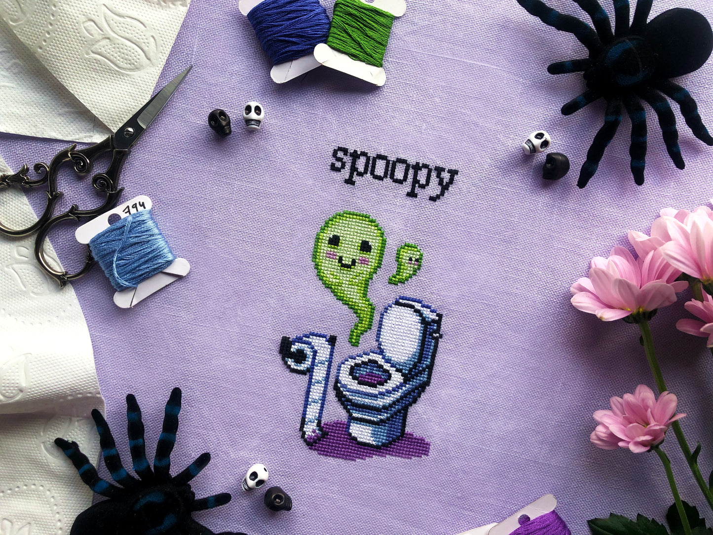 Spoopy Toilet Cross Stitch Pattern