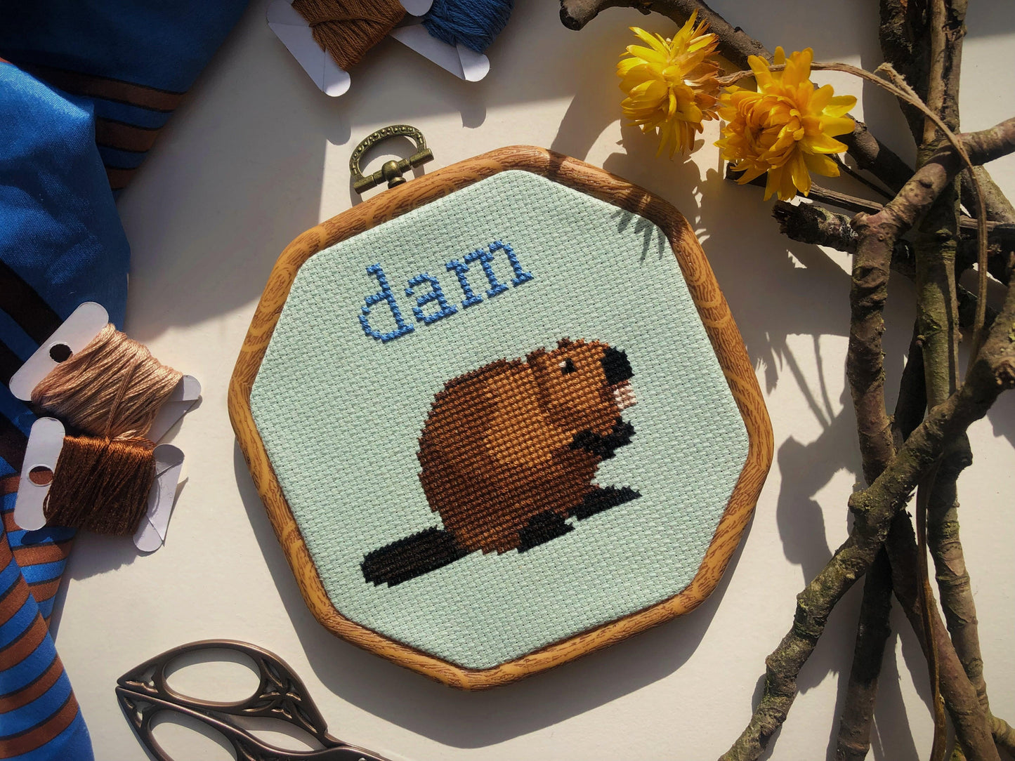 Dam Beaver Cross Stitch Pattern