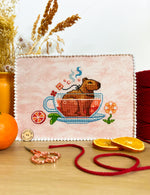 Capybara Tea Time cross stitch pattern by NeedleLot Designs, a capybara in a hot bath