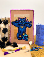 Cerberpuss cross stitch pattern by NeedleLot Designs, a three-headed cat