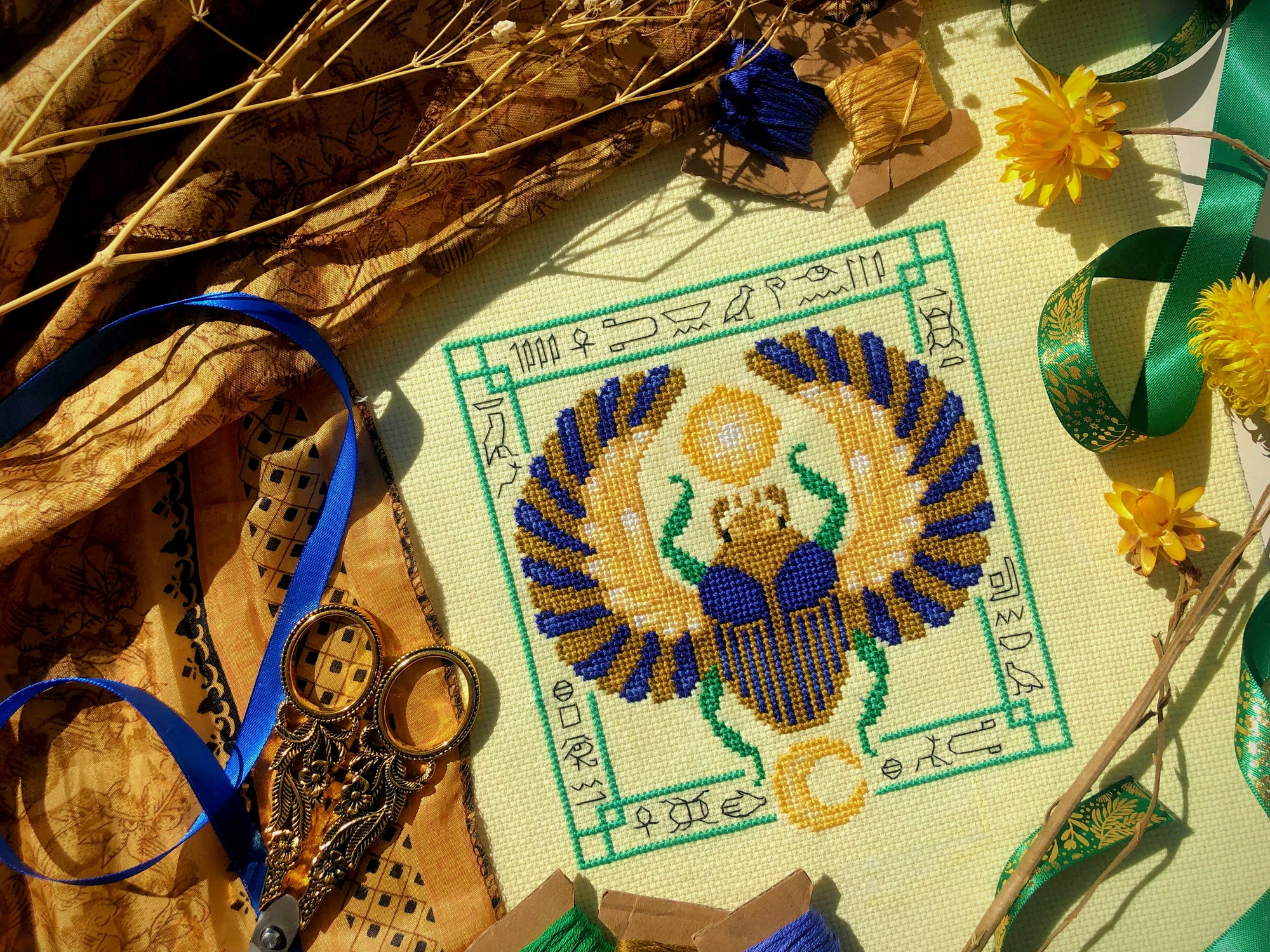 Egyptian Scarab Cross Stitch Pattern - NeedleLot Designs