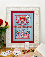 Queen of Hearts cross stitch pattern by NeedleLot Designs, the Queen of Hearts from Alice in Wonderland