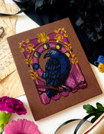 Art Nouveau Crow cross stitch pattern by NeedleLot Designs, a crow in an Art Nouveau frame