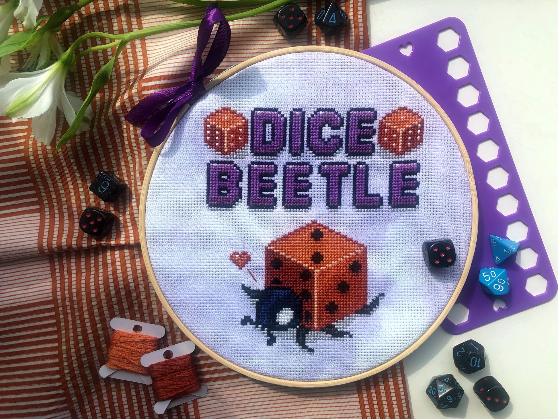 Dice Beetle Ladybug Cross Stitch Pattern