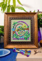 Chameleon cross stitch pattern by NeedleLot Designs, a chameleon