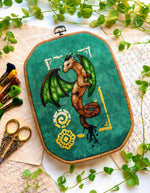 Earth Dragon cross stitch pattern by NeedleLot Designs, a dragon with leafy wings