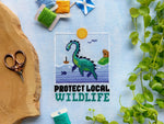 Nessie cross stitch pattern by NeedleLot Designs, the Loch Ness Monster