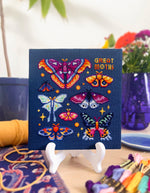 Great Moths cross stitch pattern by NeedleLot Designs, colourful moths