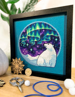 Aurora Bearealis cross stitch pattern by NeedleLot Designs, polar bears under the northern lights