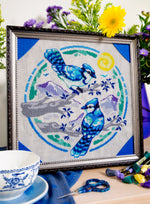 Painterly Blue Jays cross stitch pattern by NeedleLot Designs, blue jays