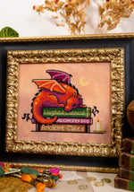 Book Dragon cross stitch pattern by NeedleLot Designs, a dragon with books