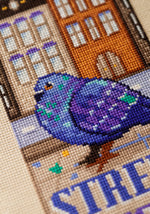 Street Smart Pigeon cross stitch pattern by NeedleLot Designs, a city pigeon