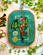 Earth Dragon cross stitch pattern by NeedleLot Designs, a dragon with leafy wings