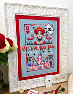 Queen of Hearts cross stitch pattern by NeedleLot Designs, the Queen of Hearts from Alice in Wonderland