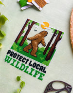 Bigfoot cross stitch pattern by NeedleLot Designs, Bigfoot in the forest