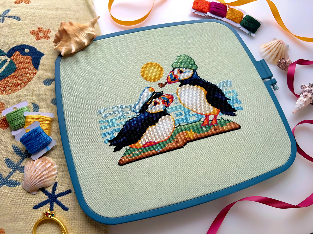 Mini Puffin Pattern Banknote Puffins Cross Stitch Pattern - NeedleLot Designs