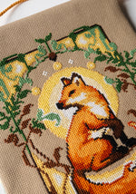 Art Nouveau Fox cross stitch pattern by NeedleLot Designs, a fox in an Art Nouveau frame