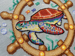 Turtle Voyage cross stitch pattern by NeedleLot Designs, a sea turtle underwater