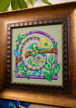 Chameleon cross stitch pattern by NeedleLot Designs, a chameleon