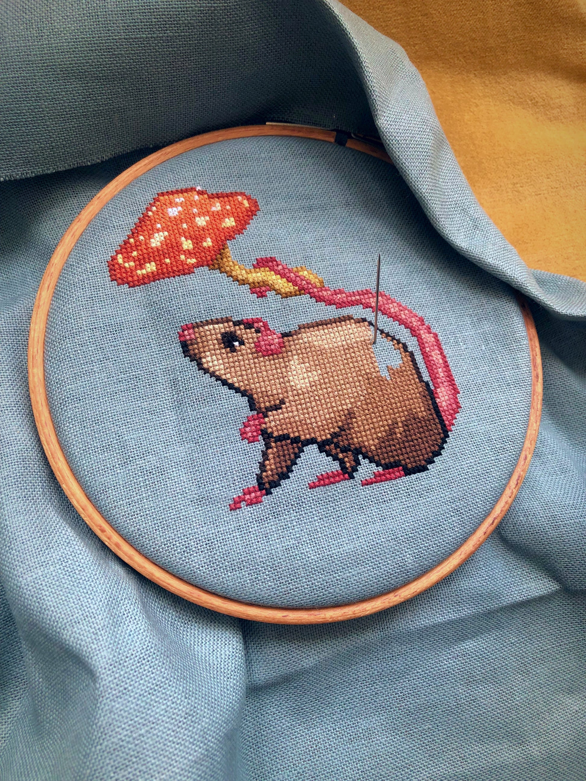 Rainy Days - Rat Cross Stitch Pattern - NeedleLot Designs
