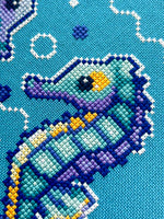 Tide to You cross stitch pattern by NeedleLot Designs, two seahorses