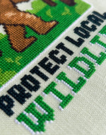 Bigfoot cross stitch pattern by NeedleLot Designs, Bigfoot in the forest