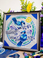 Painterly Blue Jays cross stitch pattern by NeedleLot Designs, blue jays