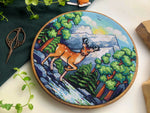 Dreamy Forest cross stitch pattern by NeedleLot Designs, a deer in a sunlit forest