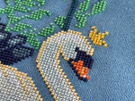 Swan Lake cross stitch pattern by NeedleLot Designs, swans on a lake