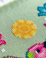 Hummingbird cross stitch pattern by NeedleLot Designs, a hummingbird among flowers