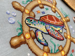 Turtle Voyage cross stitch pattern by NeedleLot Designs, a sea turtle underwater