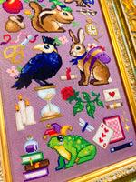 The Secret Grove Stitchalong cross stitch pattern by NeedleLot Designs, a gathering of woodland animals