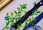 Moon Wolf cross stitch pattern by NeedleLot Designs, a wolf under a full moon