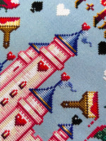 Queen of Hearts cross stitch pattern by NeedleLot Designs, the Queen of Hearts from Alice in Wonderland