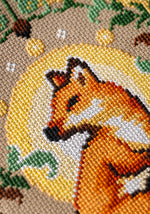 Art Nouveau Fox cross stitch pattern by NeedleLot Designs, a fox in an Art Nouveau frame