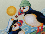 Puffins cross stitch pattern by NeedleLot Designs, puffins with fish