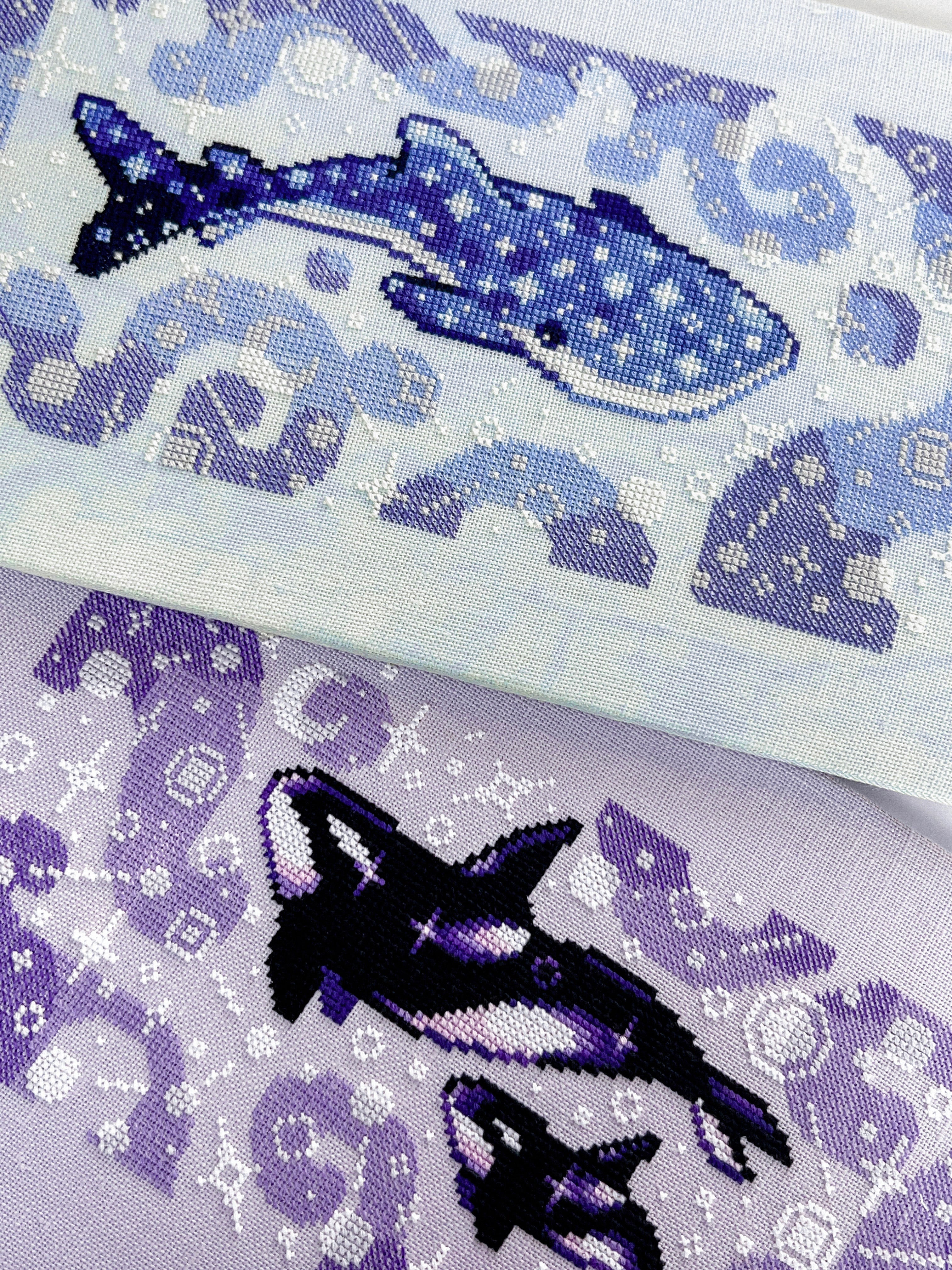 Celestial Orcas Cross Stitch Pattern - NeedleLot Designs