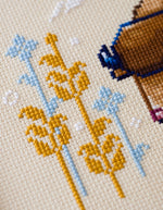 Bison Horizon cross stitch pattern by NeedleLot Designs, a bison in front of abstract mountains