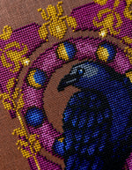 Art Nouveau Crow cross stitch pattern by NeedleLot Designs, a crow in an Art Nouveau frame