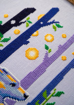 Moon Wolf cross stitch pattern by NeedleLot Designs, a wolf under a full moon