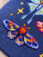 Great Moths cross stitch pattern by NeedleLot Designs, colourful moths