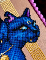 Cerberpuss cross stitch pattern by NeedleLot Designs, a three-headed cat