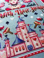 Queen of Hearts cross stitch pattern by NeedleLot Designs, the Queen of Hearts from Alice in Wonderland