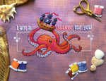 I'm a Sucker for You! cross stitch pattern by NeedleLot Designs, a kraken with hearts
