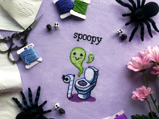 Spoopy Toilet Cross Stitch Pattern
